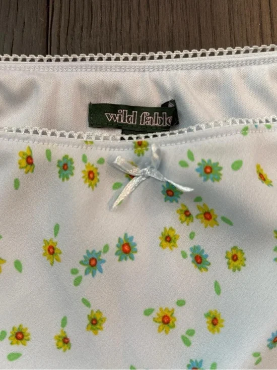 wild fable Light Blue Mini Skirt with Yellow Floral Print and Green Leaves - Picture 2 of 3